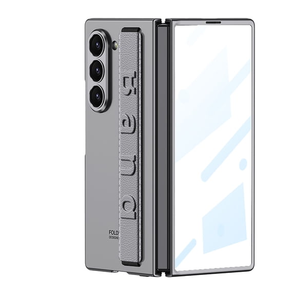 Decase for Samsung Galaxy Z Fold7 Case,Lightweight Non-slip Full Body Case with Hand Strap, Shockproof Slim Frame Hard PC Cover Bulit in Tempered Glass Screen Protector Case for Z Fold 7,Gray