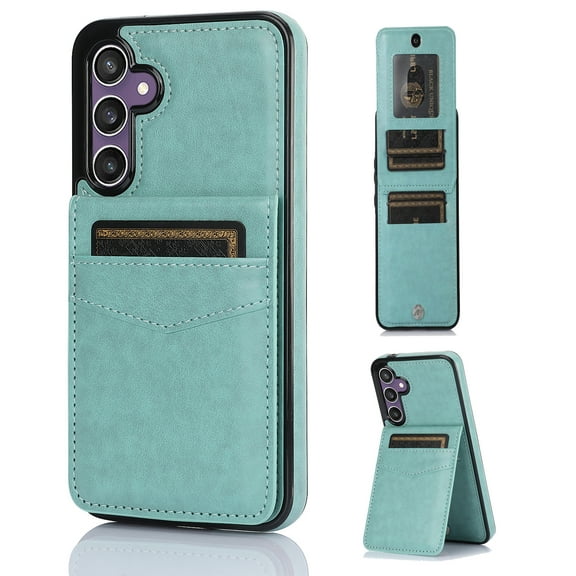 Decase for Samsung S23 FE Case with Card Holder,Magnetic Clasp Back Flip Case for Galaxy S23 FE Wallet Case for Women Man,Business Style Protective Slim Case for Samsung S23 FE 5G,Mint
