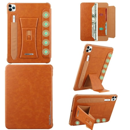 Decase Shockproof Business PU Leather Folio Tablet Case for iPad 9th/ 8th/ 7th Generation 10.2" with Magnetic Kickstand, Credit Card & Cash Slots, PU Leather Cover with Premium Hand Grip,Brown