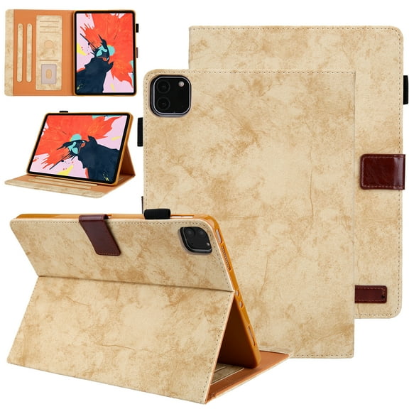 Decase Shockproof Case for Apple iPad Pro 11-inch 2025, Solid Color Folio Stand Case Card Slots Pen Holder Business PU Leather Soft TPU Bumper Cover for Pro 11" 2025/2024,Yellow