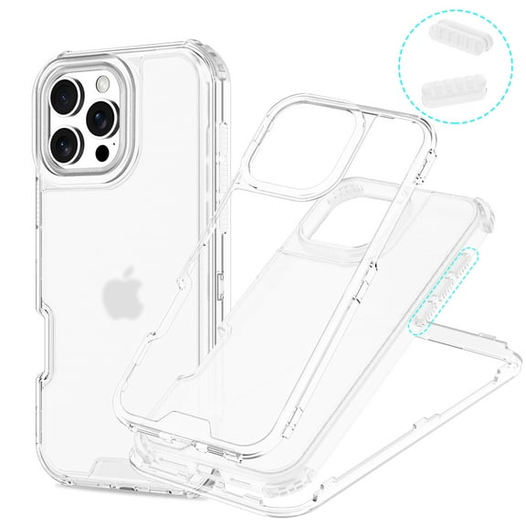 Decase Shockproof Case Compatible with iPhone 15 Pro Max with 3-Layer Drop Protection,Rugged Translucent PC+TPU Hybrid Back Cover, Anti-Scratch Heavy Duty Case Fits for iPhone 15 Pro Max,White