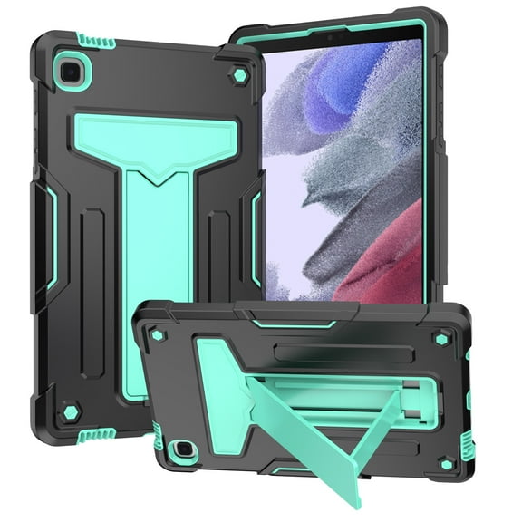 Decase Shockproof Case for Samsung Galaxy Tab A7 Lite 8.7 inch 2021 Model (SM-T220/T225/T227), Hybrid Rugged Hybrid Protective Kickstand Cover,Black+Aqua