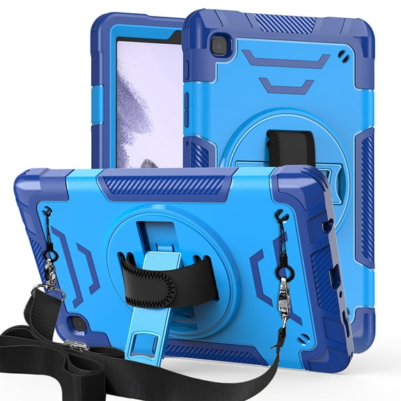 Decase Shockproof Case for Samsung Tab A7 Lite 8.7 T220 T225, Military Grade Protection Rotating Stand Hand Strap Shoulder Strap Kids Friendly Bumper Rugged Case for Galaxy Tab A7 Lite 8.7",Blue