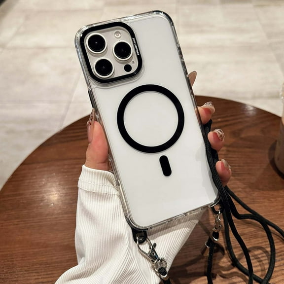 Decase Shockproof Mag-Safe Cover Compatible for iPhone 14 Pro Max,Clear Case with Crossbody Landyard Adjustable Strap,Military-Grade Protection,Slim Rugged Cover for iPhone 14 Pro Max,Black