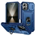 thumbnail image 1 of Decase Shockproof Rugged Case with Built-in Ring Kickstand & 360° Full Protection Anti-Scratch Privacy Slide Cover for iPhone 16,Magnetic Car Mount Compatible, Card Slot Design,H, 1 of 9