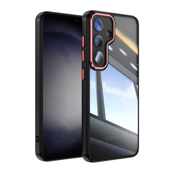 Decase Shockproof Soft Cover for Samsung Galaxy S25,Transparent TPU+PC Acrylic Protective Military Grade Armor Heavy Duty Protection Phone Back Case for Samsung Galaxy S25,Blackred