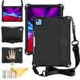 thumbnail image 1 of Decase Silicone Case for iPad 10th Generation 10.9 Inch (2022 Model) - Light Weight Anti Slip Kids Friendly Shockproof Shoulder Strap Soft Hand Strap Protective Bumper Cover, Black+Black, 1 of 7