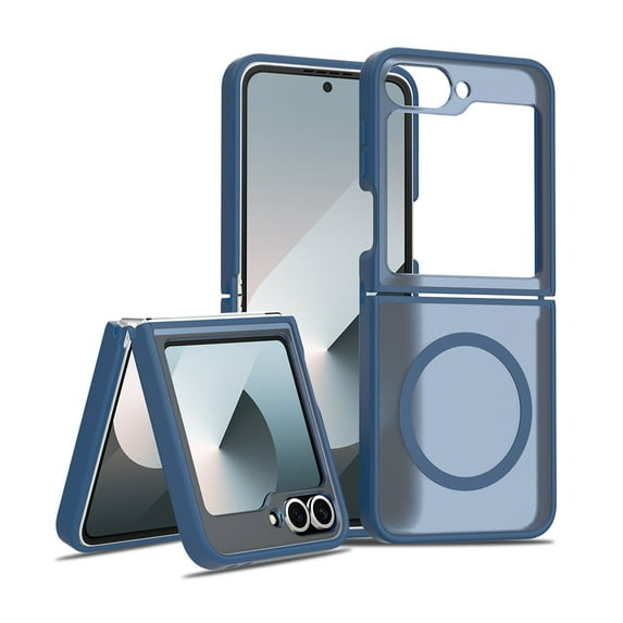 Decase Skin-Feel Anti-Scratch PC+TPU Case for Samsung Galaxy Z Flip 7,Compatible with Mag-Safe,Translucent Matte Drop Proof Phone Case,Rugged Back Cover for Samsung Galaxy Z Flip 7 Case,Blue