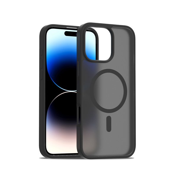 Decase Skin-Feel Anti-Scratch PC+TPU Case for iPhone 16 Pro Max,Compatible with Mag-Safe,Translucent Matte Drop Proof Phone Case,Rugged Back Cover for iPhone 16 Pro Max Case,Black