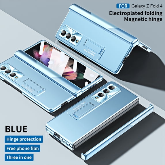 Decase Slim for Galaxy Z Fold 4 Case, Hinge Case with Hidden Kickstand and Built-in Screen Protetctor,Full Body Protection Shockproof Cover for Samsung Z Fold 4 - Blue