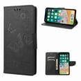 thumbnail image 1 of Decase Slim Wallet Card Holder Slots Case for Apple iPhone 13, Shockproof Kickstand Wrist Strap Butterfly Floral Embossed PU Leather Flip Cover,black, 1 of 1