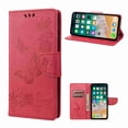 thumbnail image 1 of Decase Slim Wallet Card Holder Slots Case for Apple iPhone 13, Shockproof Kickstand Wrist Strap Butterfly Floral Embossed PU Leather Flip Cover,rose, 1 of 1