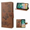 thumbnail image 1 of Decase Slim Wallet Card Holder Slots Case for iPhone 11, Shockproof Kickstand Wrist Strap Butterfly Floral Embossed PU Leather Flip Cover,brown, 1 of 1
