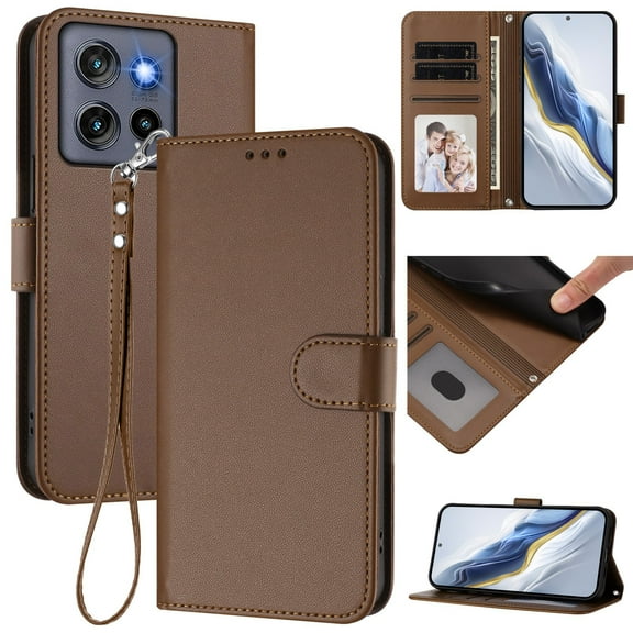 Decase Solid Wallet Case for Moto G Stylus 5G (2025),Rugged 3 Card Slots Kickstand Flip Cover,Shockproof TPU+Leather Hybrid Magnetic Closure Protective Cover for Moto G Stylus 5G (2025),Brown