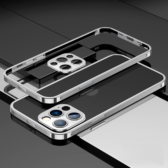 Decase Stainless Steel Bumper Frame Case for iPhone 14 Pro 6.1 Inch,Luxury Premium Aluminum Alloy Shockproof Bumper Frame with Camera Lens Protector for iPhone 14 Pro, Silver