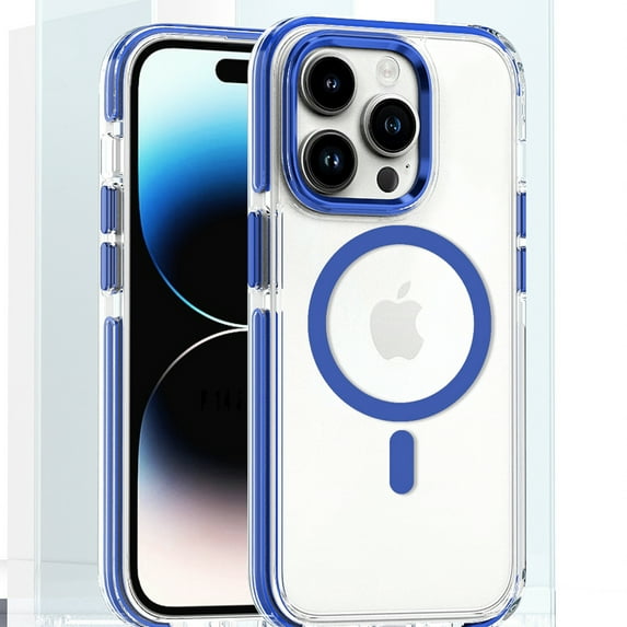 Decase Strong Magnetic Case for iPhone 16 Pro Max,Compatible with Mag-safe,Military-Grade Protection,Clear Slim Shockproof Protective Phone Cover for Women Men-Transparent,Blue