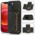 thumbnail image 1 of Decase Stylish Leather Wallet Case for iPhone 13 with Kickstand Card Slots Magnetic Button Shockproof Case For iPhone 13,Black, 1 of 6