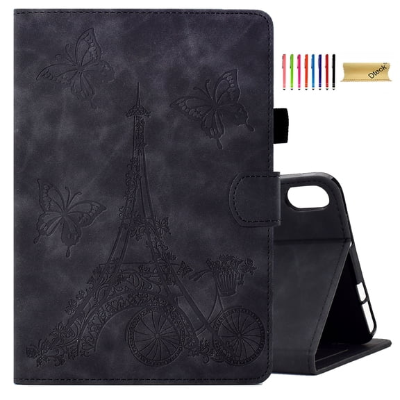 Decase Tablet Case for Samsung Galaxy Tab A7 Lite 8.7 inch 2021 Model (SM-T220/T225/T227),Butterfly Embossed Pattern Tri-Fold Stand Cover Slim PU Leather Shockproof Cover With Wallet Card Slots, Black