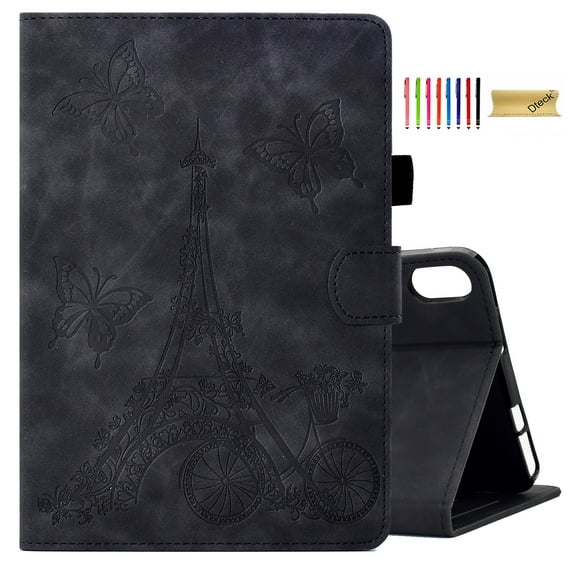 Decase Tablet Case for Samsung Galaxy Tab A7 Lite 8.7 inch 2021 Model (SM-T220/T225/T227),Butterfly Embossed Pattern Tri-Fold Stand Cover Slim PU Leather Shockproof Cover With Wallet Card Slots, Black