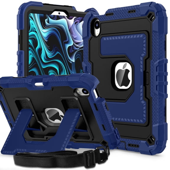Decase Tablet Case for iPad Mini 7 (A17 Pro) 2024/iPad Mini 6 2021 8.3 Inch with Kickstand & Shoulder Strap,Tri-Layer PC+TPU Back Cover,Heavy Duty Protective Case for iPad Mini 7th/6th Generation,M
