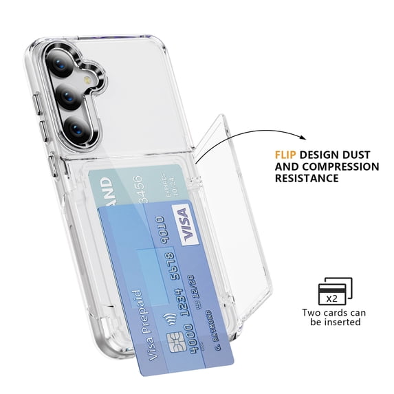 Decase Transparent Wallet Case for Samsung Galaxy S25,Wallet Case with Card Holder Kickstand Card Holder Clear Hard+PC Soft TPU Hybrid Shockproof Cover for Samsung Galaxy S25 Phone Case,Clear