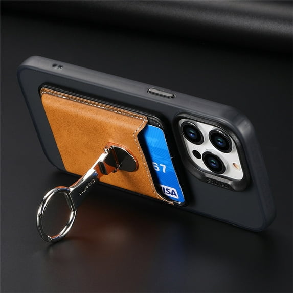 Decase Universal Magnetic Card Wallet Holder Compatible with Mag Safe Phone Wallet Case, Wallet for iPhone, Wallet Designed for Apple iPhone 15 Pro Max 14 Pro Max/15 Pro/14 Plus and More , Brown