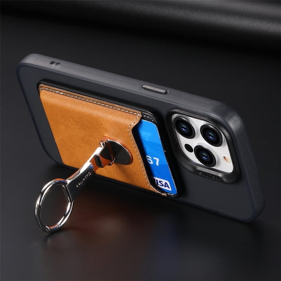 Decase Universal Magnetic Card Wallet Holder Compatible with Mag Safe Phone Wallet Case, Wallet for iPhone, Wallet Designed for Apple iPhone 15 Pro Max 14 Pro Max/15 Pro/14 Plus and More , Brown