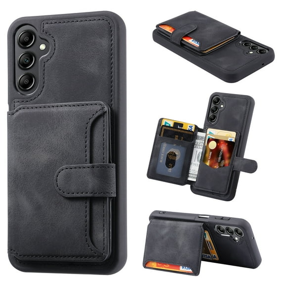 Decase Wallet Back Cover for Samsung Galaxy A54 5G Leather Case with Magnetic Card Holder Pocket Slim Phone Cases 6.4", Black