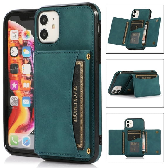 Decase Wallet with Card Holder Cover for iPhone 11, iPhone 11 Slim Protective PU Leather Flip Folio Wallet Back Magnetic Stand Full Body Phone Cover for Women/Girls,Blue