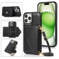 thumbnail image 1 of Decase Wallet Case Compatible with iPhone 16 Pro Crossbody Leather Phone Case with Credit Card Holder and Strap Magnetic Flip PU Kickstand Cases Shockproof Protective Shell Cover,Black, 1 of 7