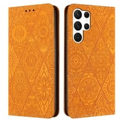 Decase Wallet Case for Galaxy S23 FE Case,Premium Embossed Sunflower Magnetic Closure Folio Flip Case with Card Slots Stand & Wristband Strap Compatible for Samsung Galaxy S23 FE,Yellow