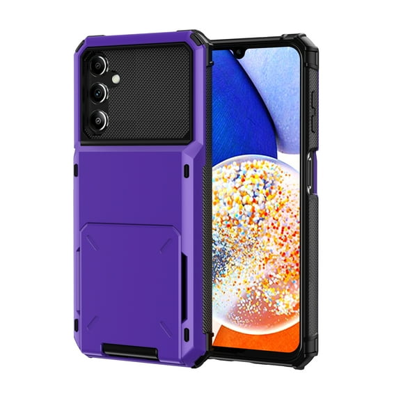 Decase Wallet Case for Samsung Galaxy A14 5G with Hidden Credit Card Holder Cover Hybrid Shockproof Heavy Duty Protection All-Round Armor Protective Case, Purple