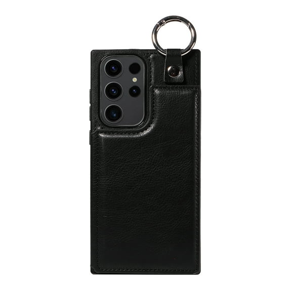 Decase Wallet Case for Samsung Galaxy A22 4G,Premium PU Leather Back Card Slots Kickstand Minimalist Shockproof Slim Phone Cover with Magnetic Closure & Hand Ring,for Samsung A22 4G,black