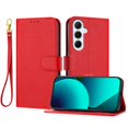 thumbnail image 1 of Decase Wallet Case for Samsung Galaxy A56 5G, Lychee Pattern Leather Flip Protective Cover with Card Slots Wrist Strap,Shockproof Premium PU Leather Wallet Phone Case with Magnetic Function,Red, 1 of 6