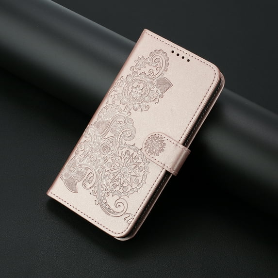 Decase Wallet Case for Samsung Galaxy S24,Galaxy S24 Ultra Thin Case Premium PU Leather Card Holder Phone Cover Embossed Shockproof Case Compatible with Samsung S24 - Rosegold