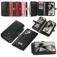 thumbnail image 1 of Decase Wallet Case for Samsung Galaxy S24 Plus with Hand Strap & 13 Card Slots Magnetic Detachable 2-in-1 Zipper Flip Folio Leather Stand Cover Multifunctional Handbag Case for Samsung S24 Plus,Black, 1 of 12