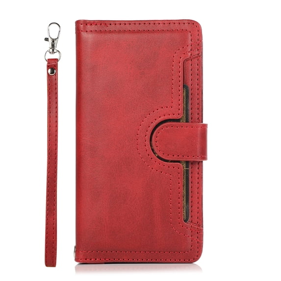 Decase Wallet Case for Samsung Galaxy S24 Ultra 2024 New,Premium Flip Folio PU Leather Magnetic Clasp Card Slots Holder Slim Fit Phone Shell with Hand Strap for Galaxy S24 Ultra,Red