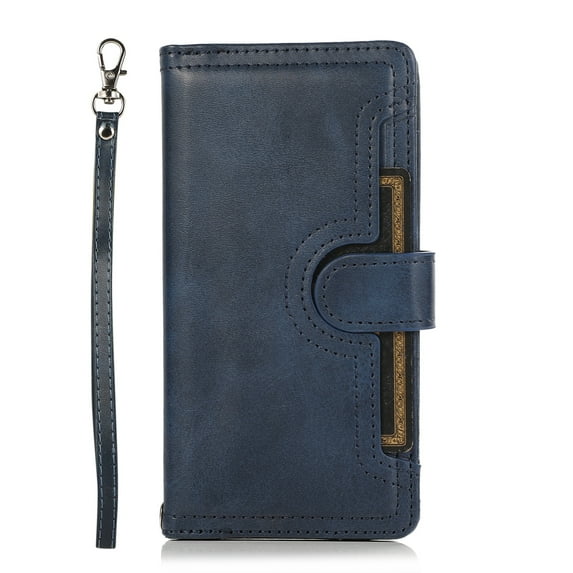 Decase Wallet Case for Samsung Galaxy S24 Ultra 2024 New,Premium Flip Folio PU Leather Magnetic Clasp Card Slots Holder Slim Fit Phone Shell with Hand Strap for Galaxy S24 Ultra,Darkblue