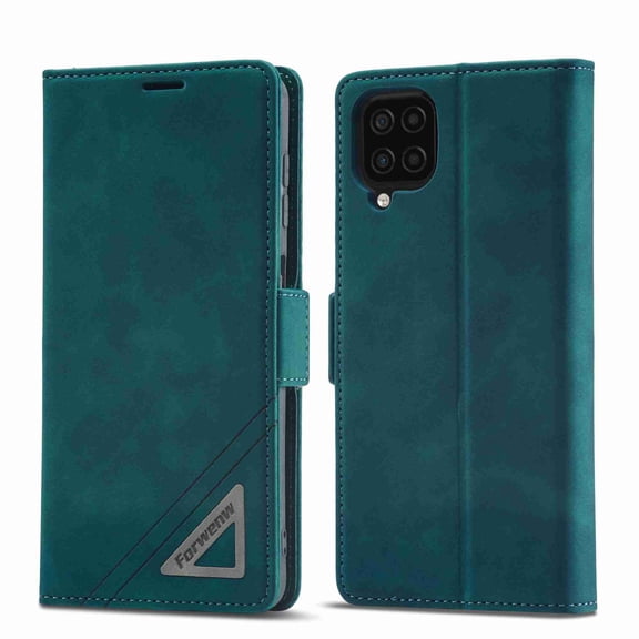 Decase Wallet Case for Samsung Galaxy A12 with Card Holder Magnetic Shockproof Ultra Slim Durable Case, Green