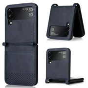 Decase Wallet Case for Samsung Galaxy Z Flip 4 with Card Slot Kickstand Wallet Pocket PU Leather Shockproof Slim Case, Darkblue