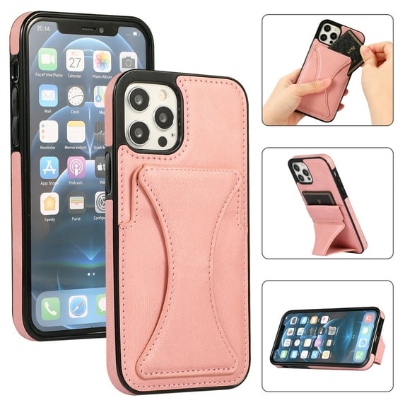 Decase Wallet Case for iPhone 13 Pro Max PU Leather Case with Card Slot Kickstand Ultra Thin Men Women Shockproof Case Rosegold,For iPhone 13 Pro Max