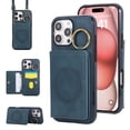 thumbnail image 1 of Decase Wallet Case for iPhone 16 Pro Max, Crossbody Leather Phone Case with Kickstand and Card Slots, Magnetic Closure, Car Mount Compatible,Blue, 1 of 9