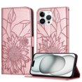 thumbnail image 1 of Decase Wallet Case for iPhone 13 Pro Max Case with Card Holder,Sunflower Pattern Leather Phone Case with Kickstand Magnetic Closure Shockproof Cover Fits for iPhone 13 Pro Max,Rosegold, 1 of 6