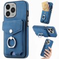 thumbnail image 1 of Decase Wallet Case for iPhone 13 Pro Max, Luxury Shockproof Magnetic PU Leather Credit Card Slot with Built-in 360° Rotation Ring Holder Stand Protective Case, blue, 1 of 8