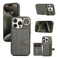 thumbnail image 1 of Decase Wallet Case for iPhone 13, Slim Shockproof Credit Card Slot Anti-Fingerprint with Built-in Rotation Ring Holder Stand PU Leather Protective Phone Case Cover, gray, 1 of 8