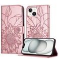thumbnail image 1 of Decase Wallet Case for iPhone 14 Case with Card Holder,Sunflower Pattern Leather Phone Case with Kickstand Magnetic Closure Shockproof Cover Fits for iPhone 14,Rosegold, 1 of 6