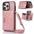 thumbnail image 1 of Decase Wallet Case for iPhone 14 Pro Max,Slim Fit Card Holder Case with Crossbody Strap Leather Magnetic Handbag Protective Folding Case Cover for Women Girl, Pink, 1 of 7