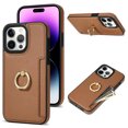 thumbnail image 1 of Decase Wallet Case for iPhone 15 Pro Max, Shockproof PU Leather Credit Card Slot with Built-in Rotation Ring Holder Stand Protective Cover Case , brown, 1 of 8