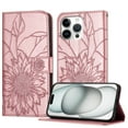 thumbnail image 1 of Decase Wallet Case for iPhone 16 Pro Max Case with Card Holder,Sunflower Pattern Leather Phone Case with Kickstand Magnetic Closure Shockproof Cover Fits for iPhone 16 Pro Max,Rosegold, 1 of 6
