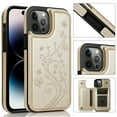 thumbnail image 1 of Decase Wallet Cover for Apple iPhone 15 Pro Max,With Magnetic Buckle Back Flip Card Slots Holder,Premium Flower Embossed Pattern Leather Shockproof Anti-Scratch Case for iPhone 15 Pro Max - Gold, 1 of 8